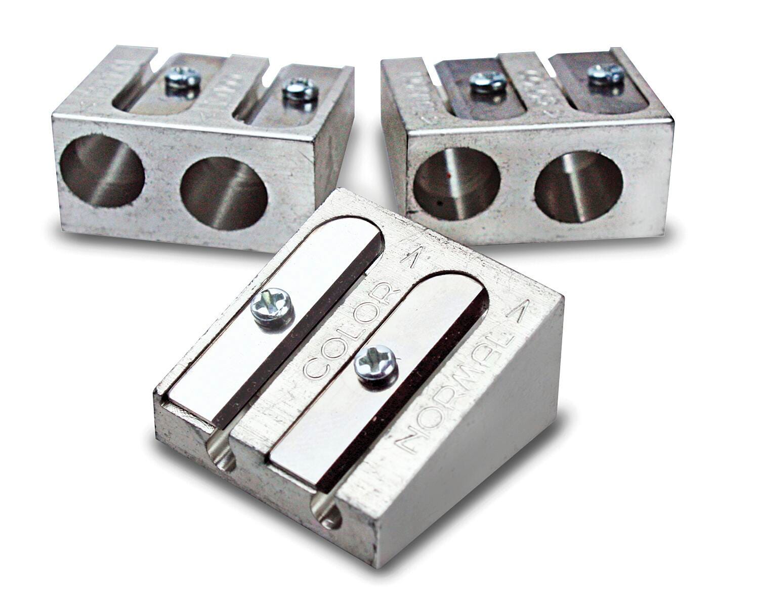 The Pencil Grip Inc Eisen All-Metal 2-Hole Standard and Colored Pencil Sharpener, Silver 1533770